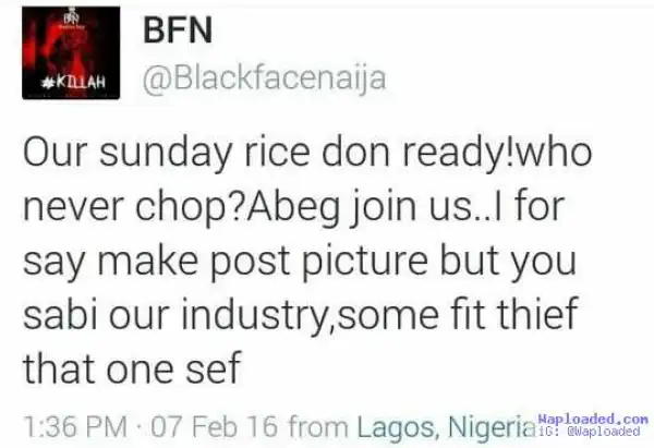 See This Hilarious Tweet From Singer BlackFace